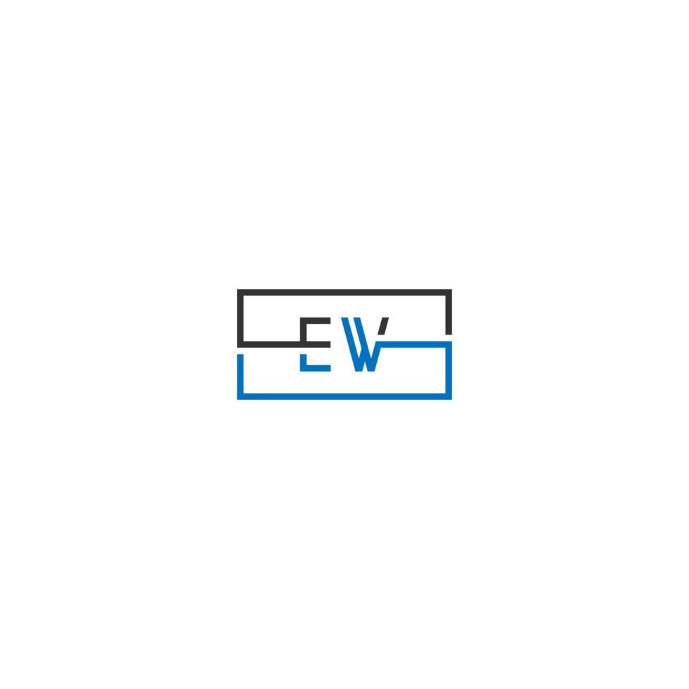 Square EW logo letters design concept in black and blue colors vector