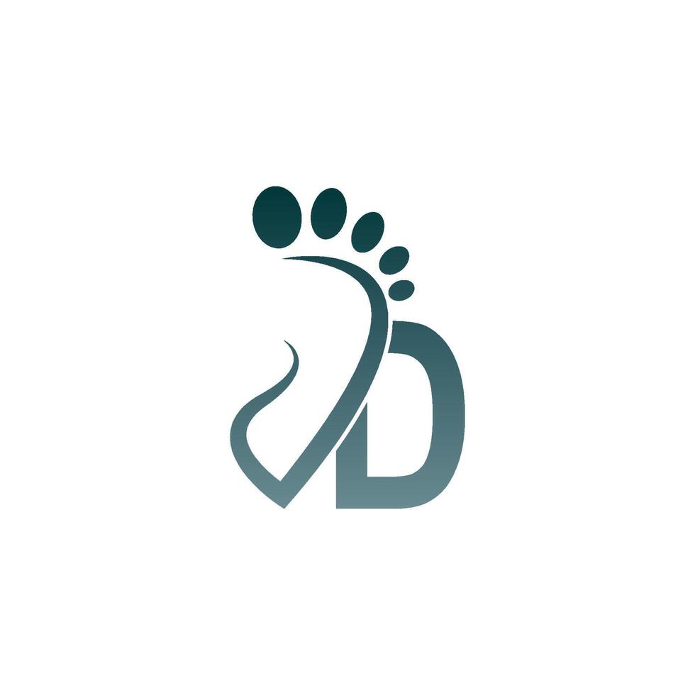 Letter D icon logo combined with footprint icon design vector