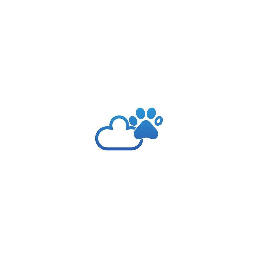 concepto de diseño de logotipo de nube de huella de perro vector
