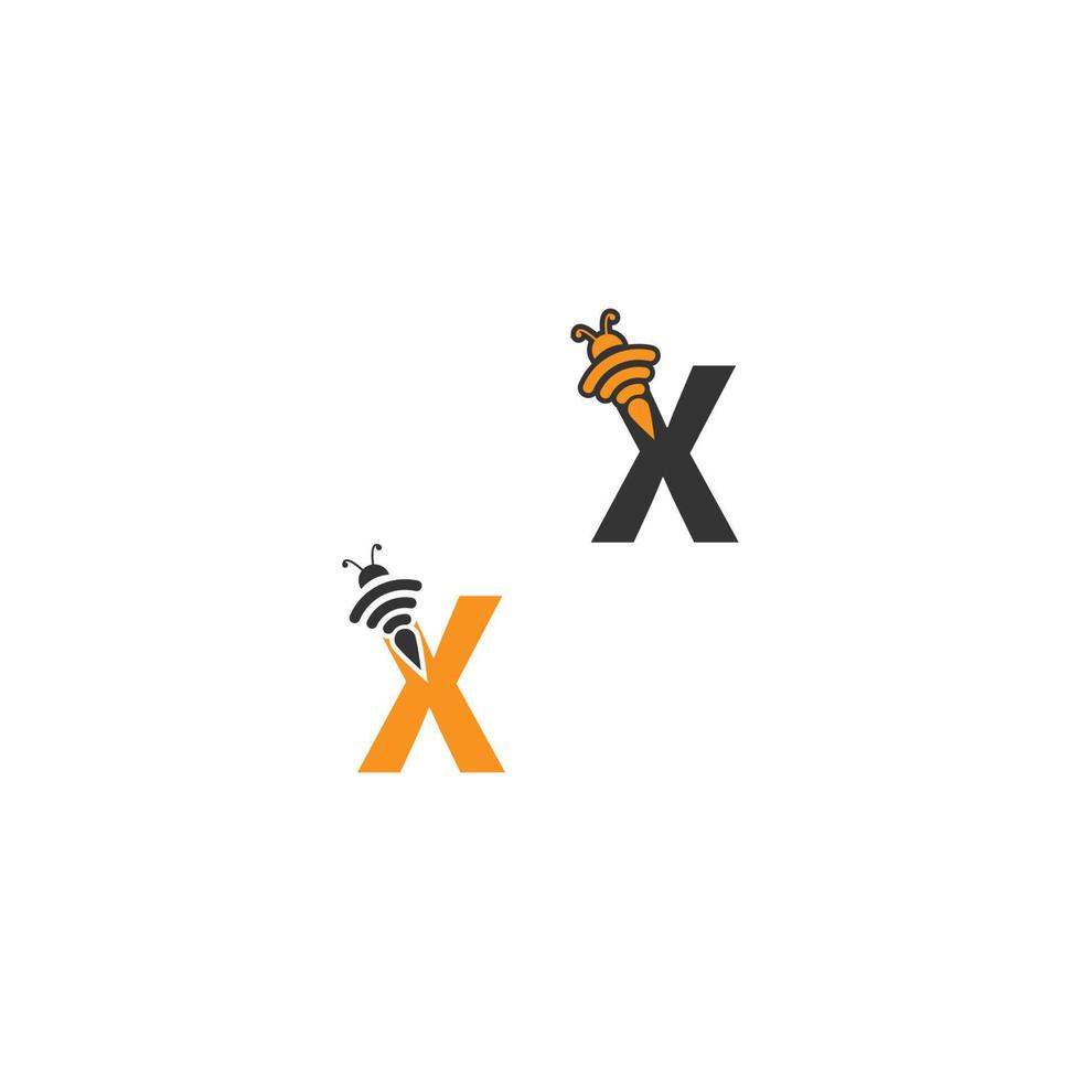 Letter X bee icon  creative design logo vector