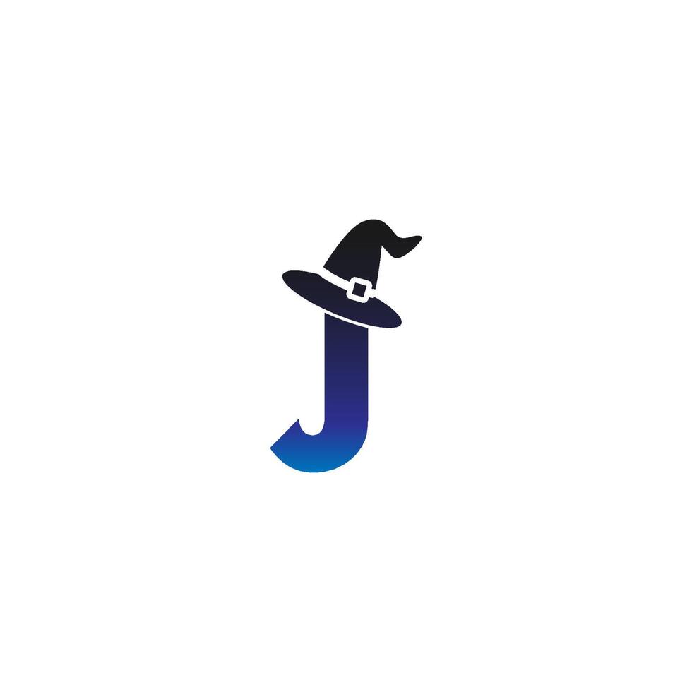 Letter J witch hat concept design vector