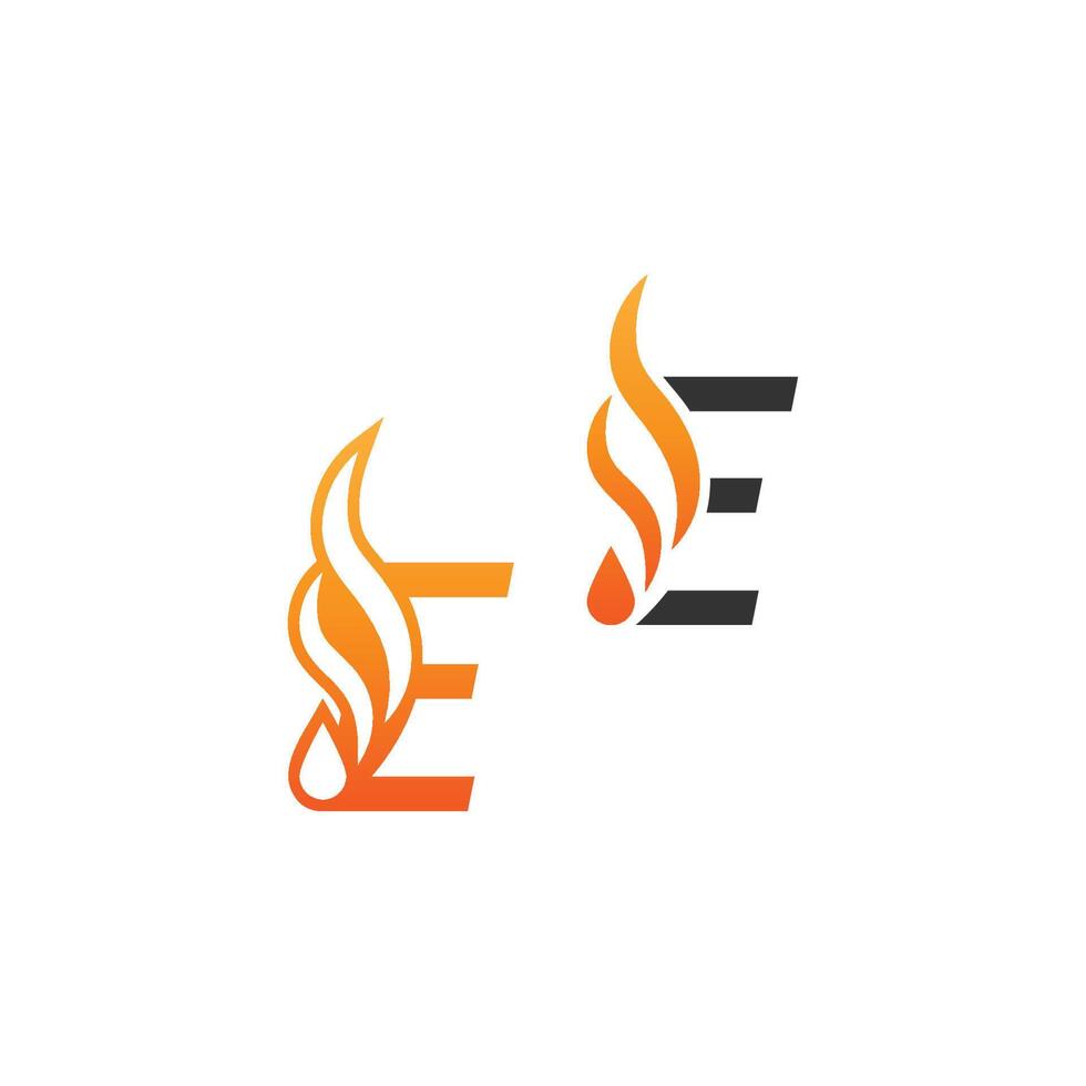 Letter E and fire waves, logo icon concept design vector