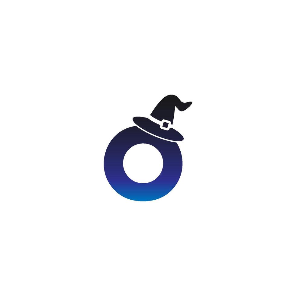 Letter O witch hat concept design vector