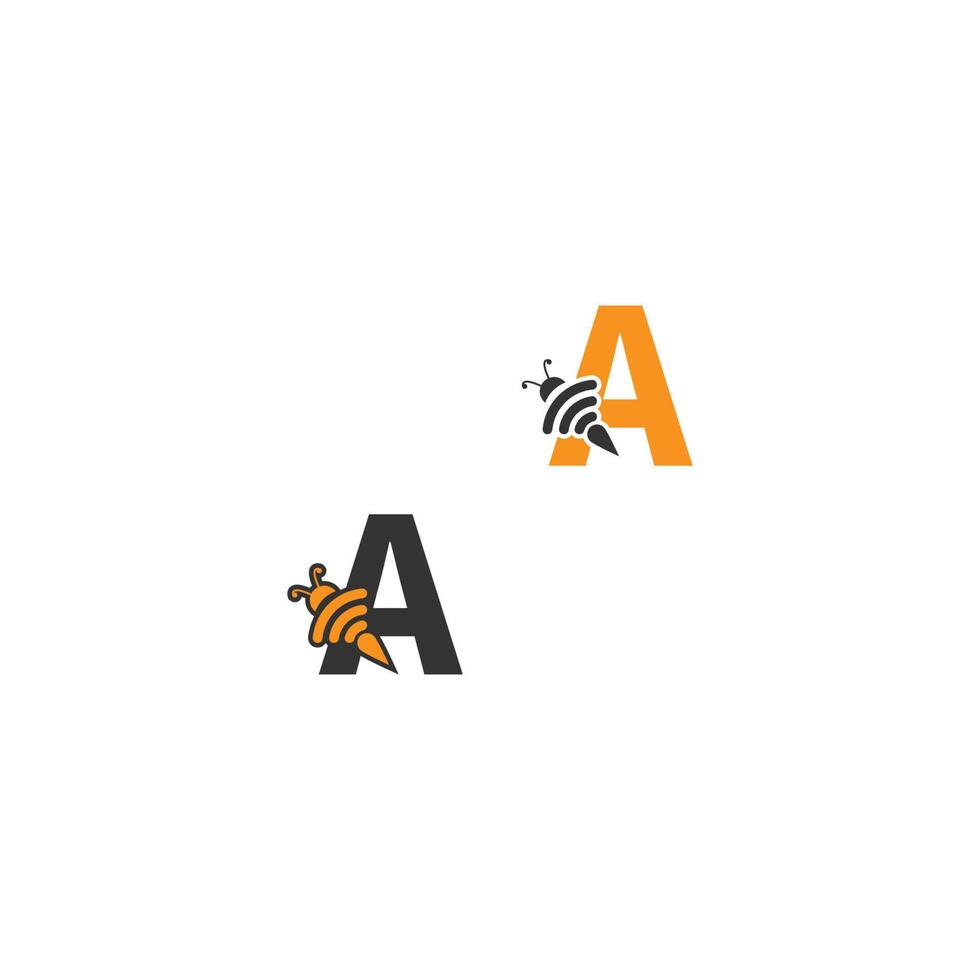 letra a icono de abeja logotipo de diseño creativo vector