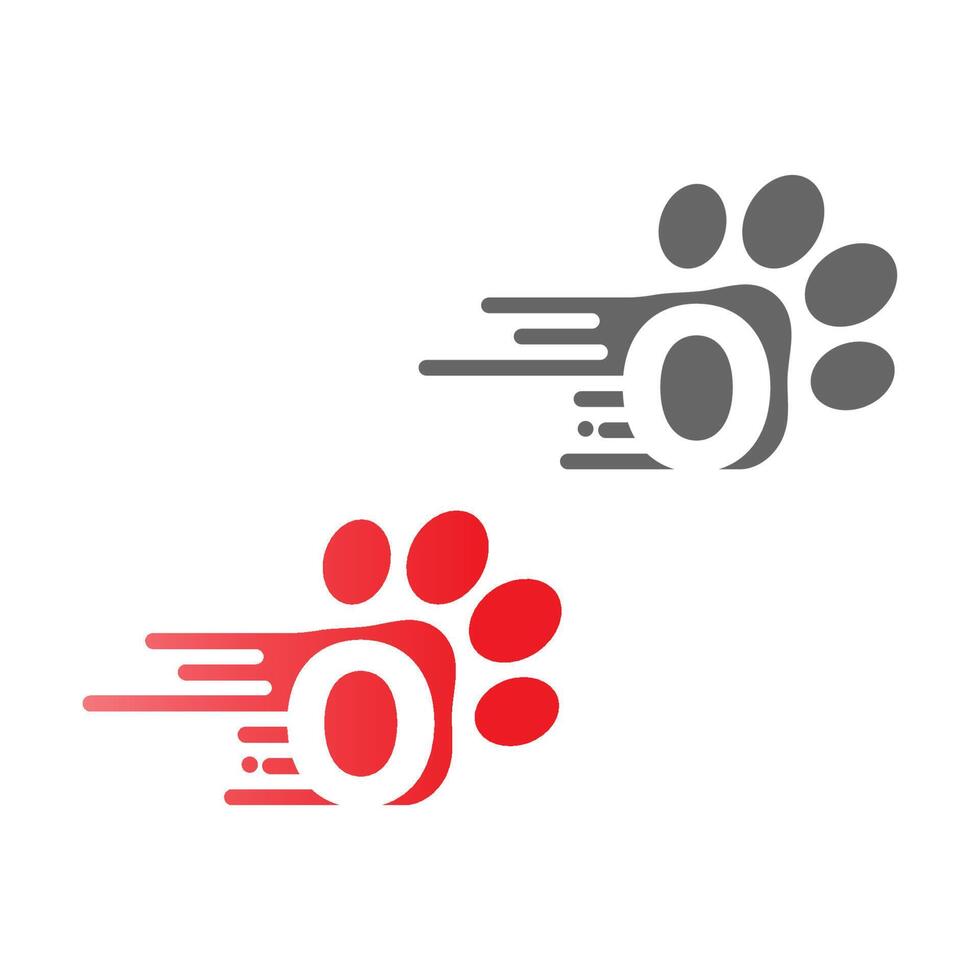 Letter O  icon on paw prints logo vector