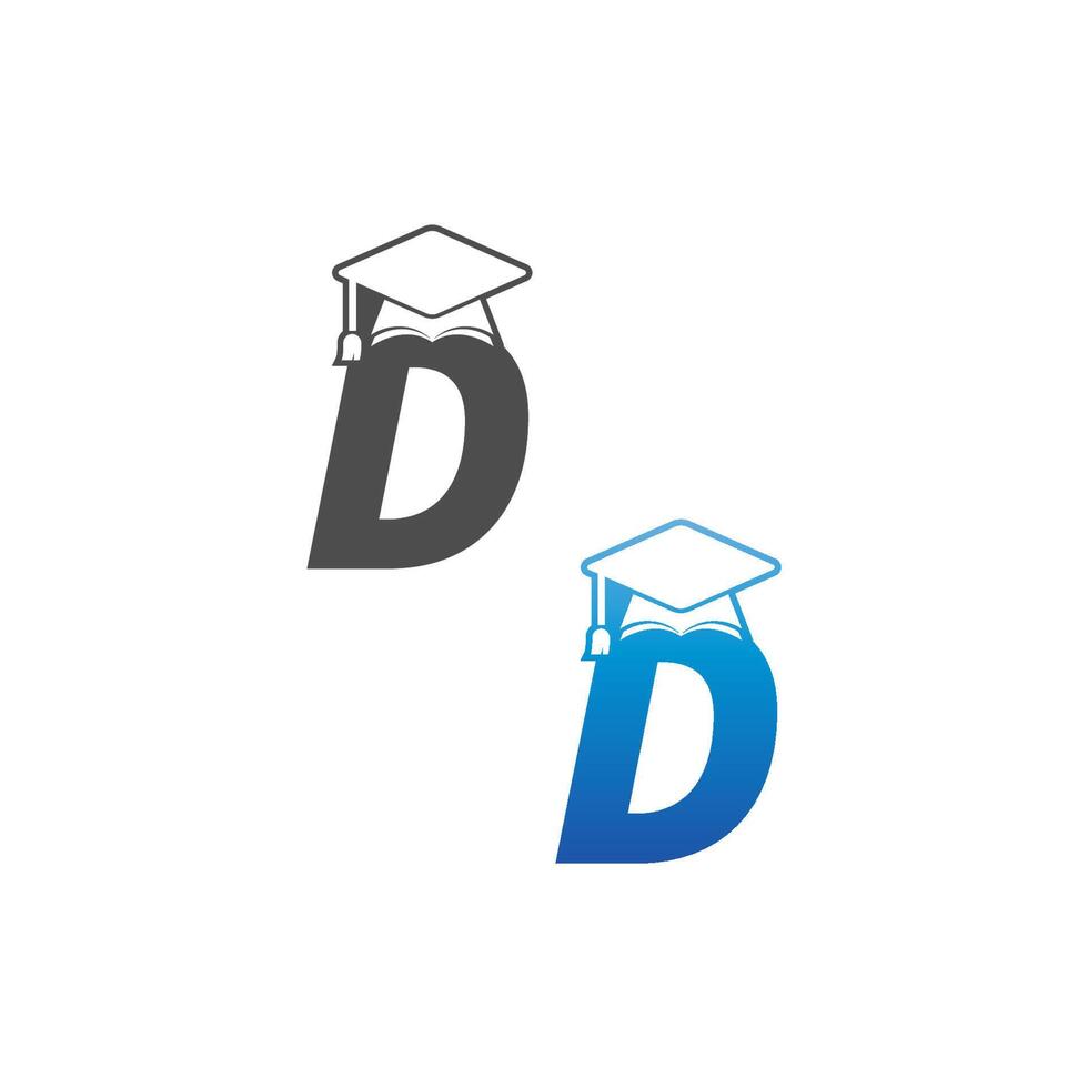 Letter D graduation cap concept design vector