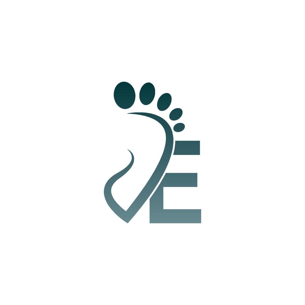 Letter E icon logo combined with footprint icon design vector
