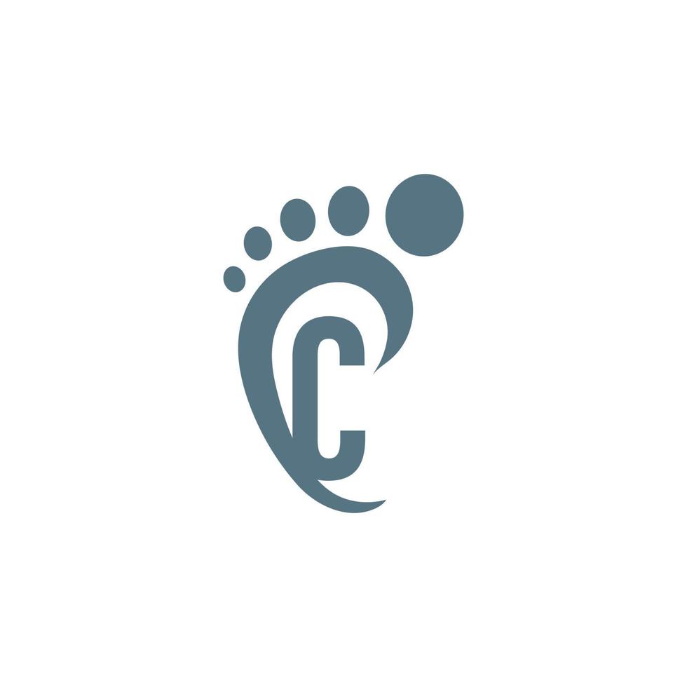 logotipo de icono de letra c combinado con diseño de icono de huella vector