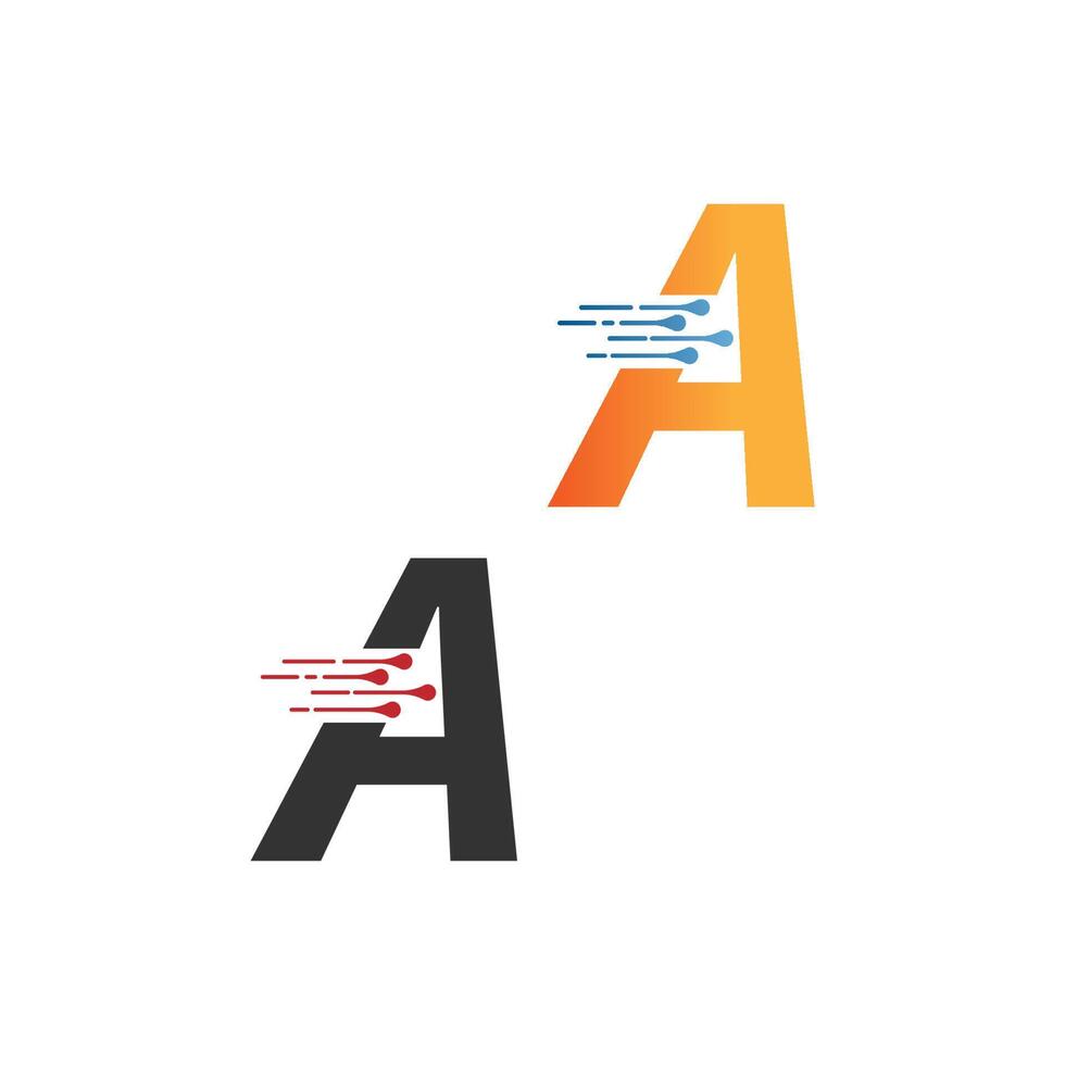 Letter A  simple  tech logo with circuit lines style icon vector