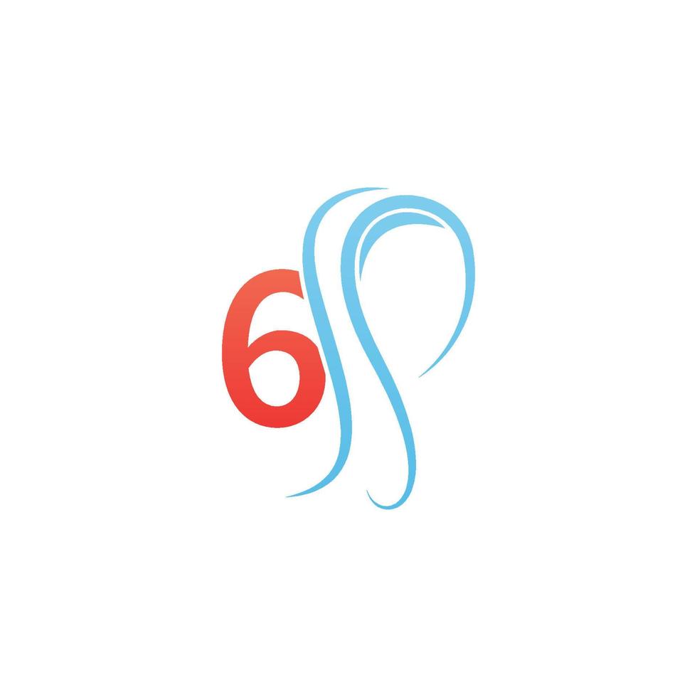 Number 6 icon logo combined with hijab icon design vector