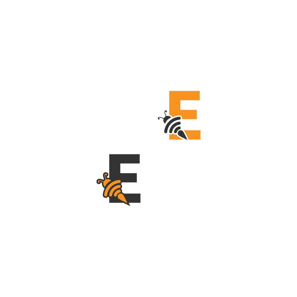 Letter E bee icon  creative design logo vector