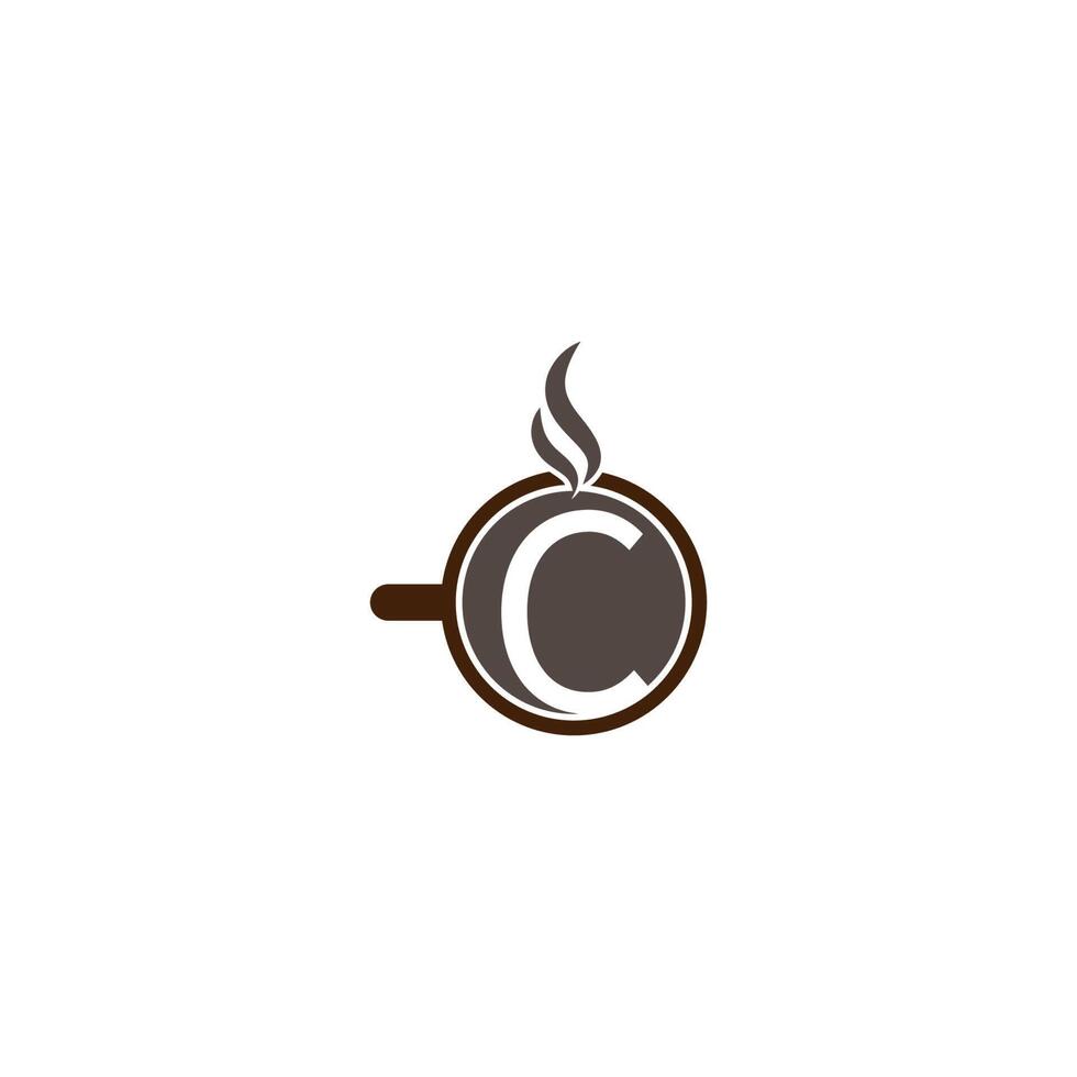 Hot coffee cup themed letter icon logo design vector