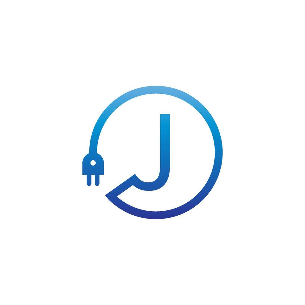 Power cable forming letter J logo vector