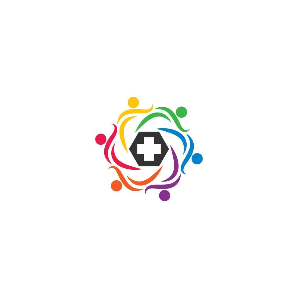 cuidado comunitario, logotipo del concepto de trabajo en equipo vector