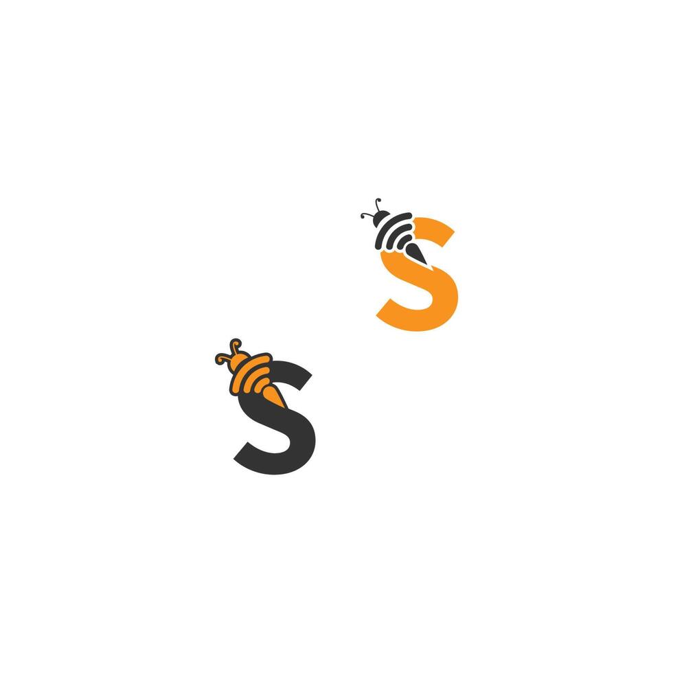 Letter S bee icon  creative design logo vector