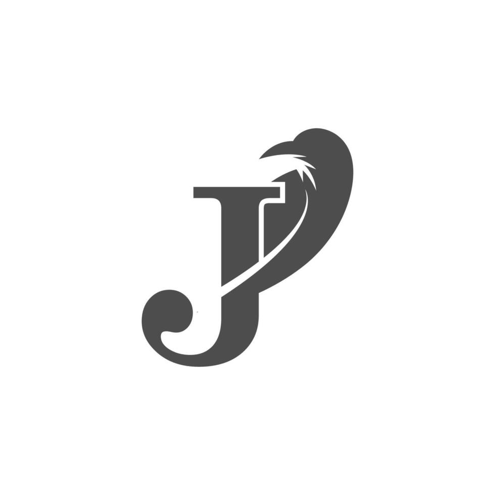 diseño de logotipo de icono de combinación de letra j y cuervo vector