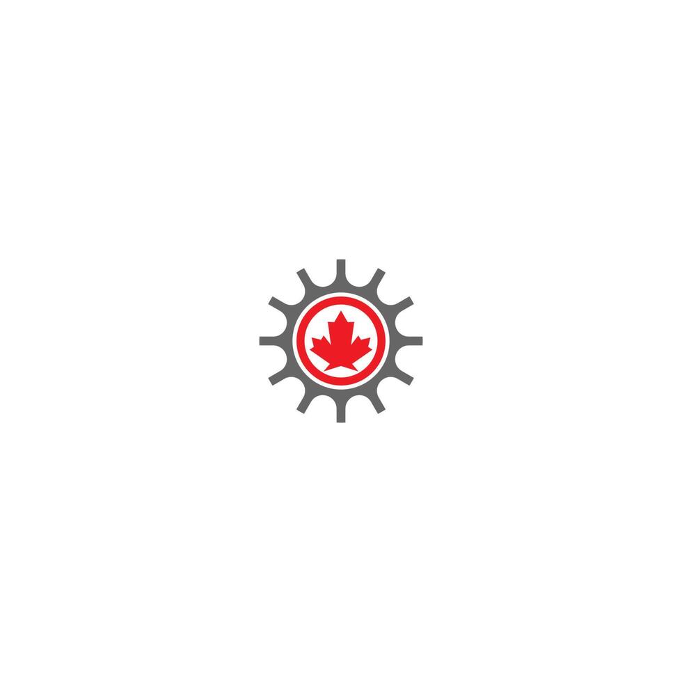 Combination of gear and maple leaf logo icon vector