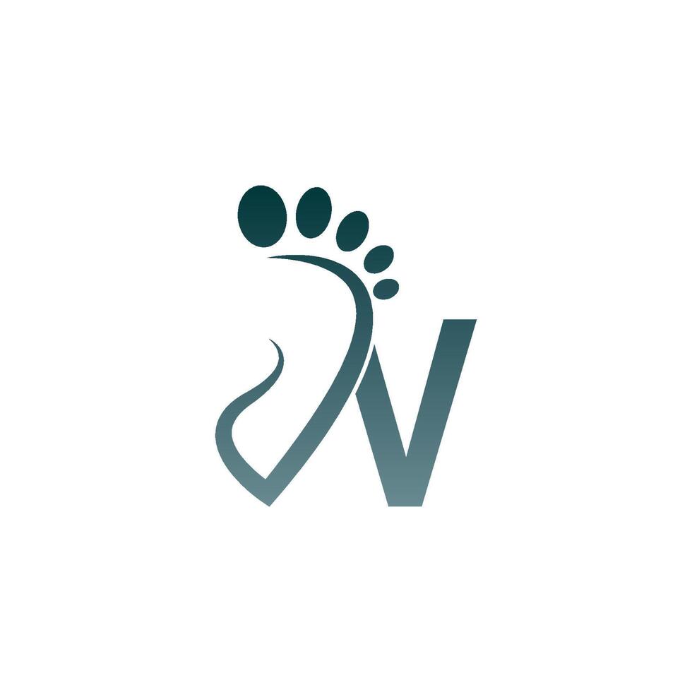 Letter V icon logo combined with footprint icon design vector