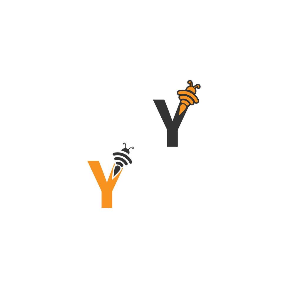 logotipo de diseño creativo de icono de abeja letra y vector