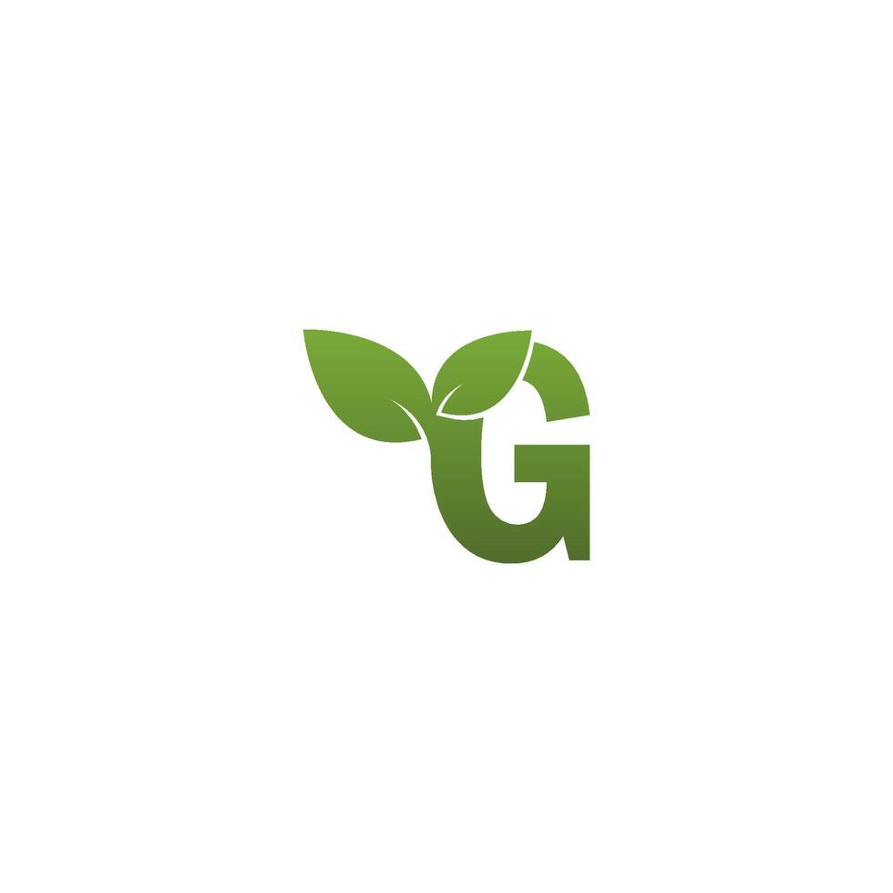 letra g con el logo del símbolo de la hoja verde vector