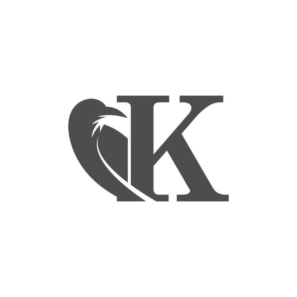 diseño de logotipo de icono de combinación de letra k y cuervo vector