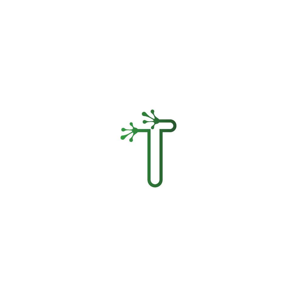 Letter T logo design frog footprints concept vector