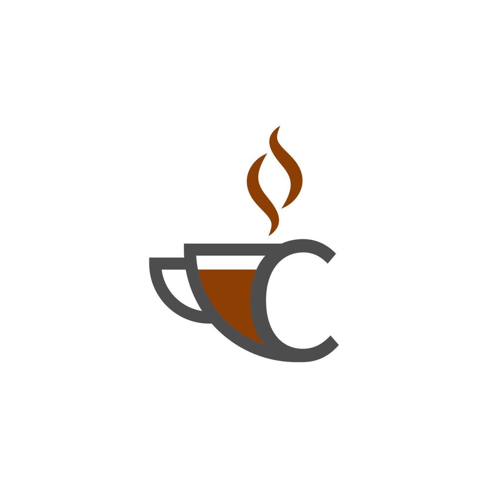 Coffee cup icon design letter C  logo concept vector