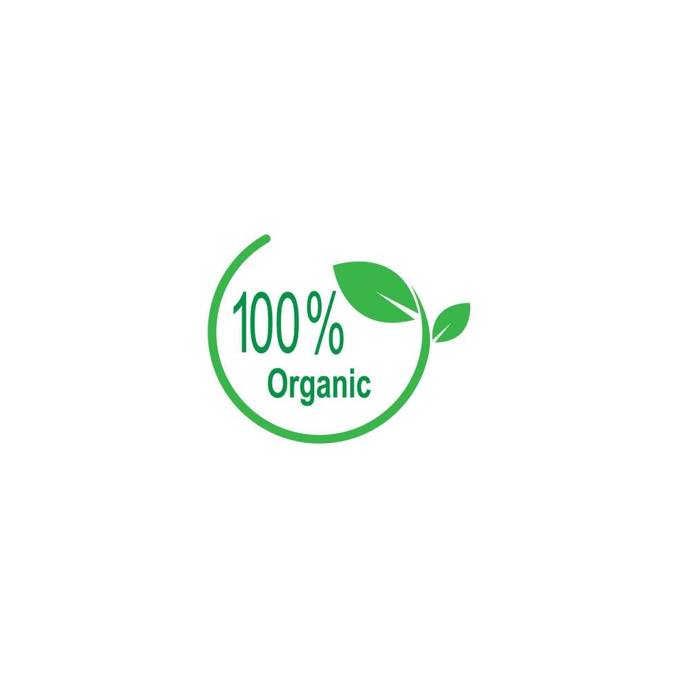 icono 100 por ciento, natural, vegano, orgánico, aniversario, ilustración de diseño de etiquetas vector