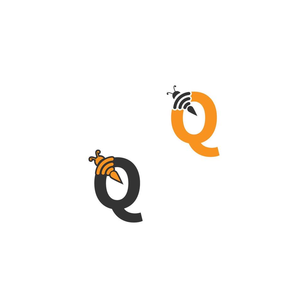 Letter Q bee icon  creative design logo vector