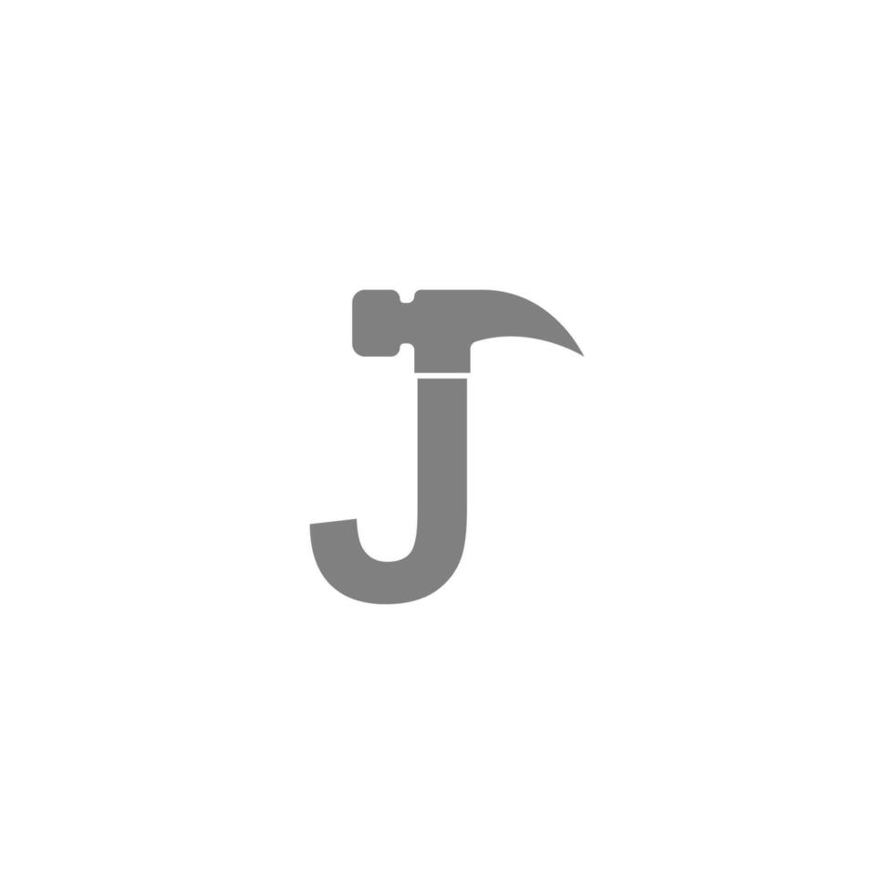 Letter J and hammer combination icon logo design vector