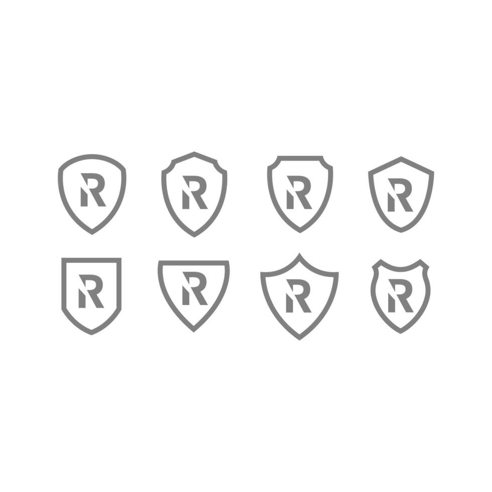 letter R on the shield logo icon template vector