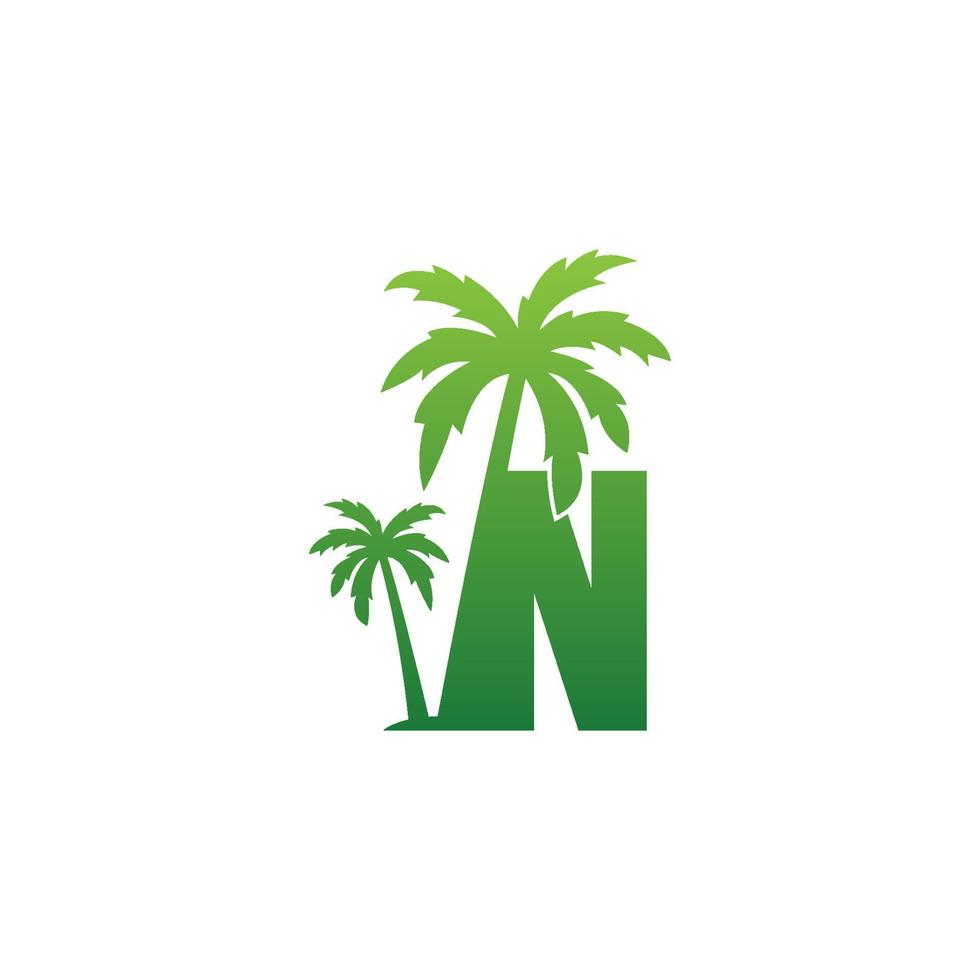 vector de diseño de icono de árbol de coco y logotipo de letra n