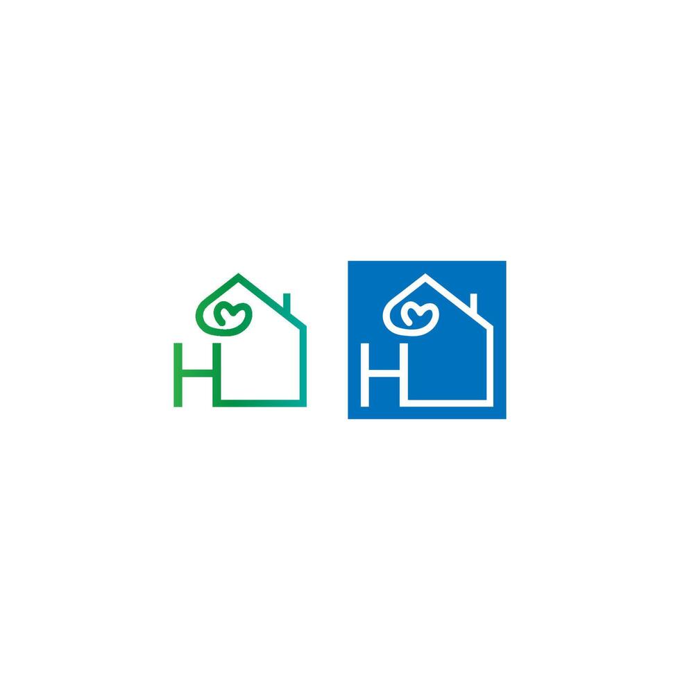 Letter H house with love icon logo vector