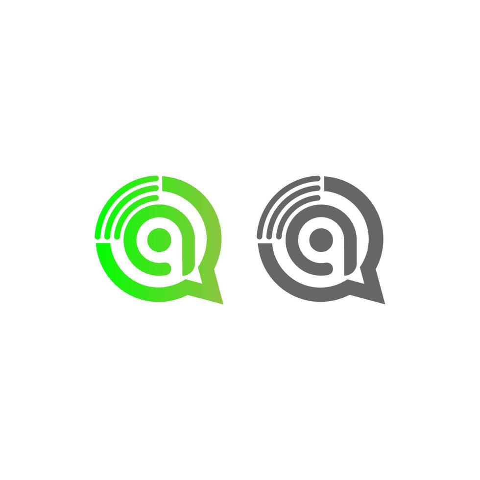 Letter A Wireless Internet in the chat bubble logo vector