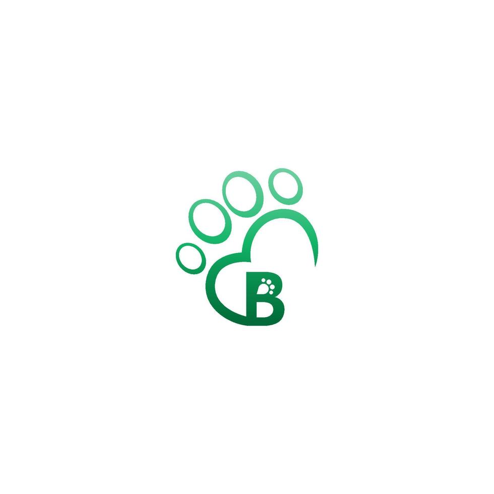 Letter B icon on paw prints logo vector