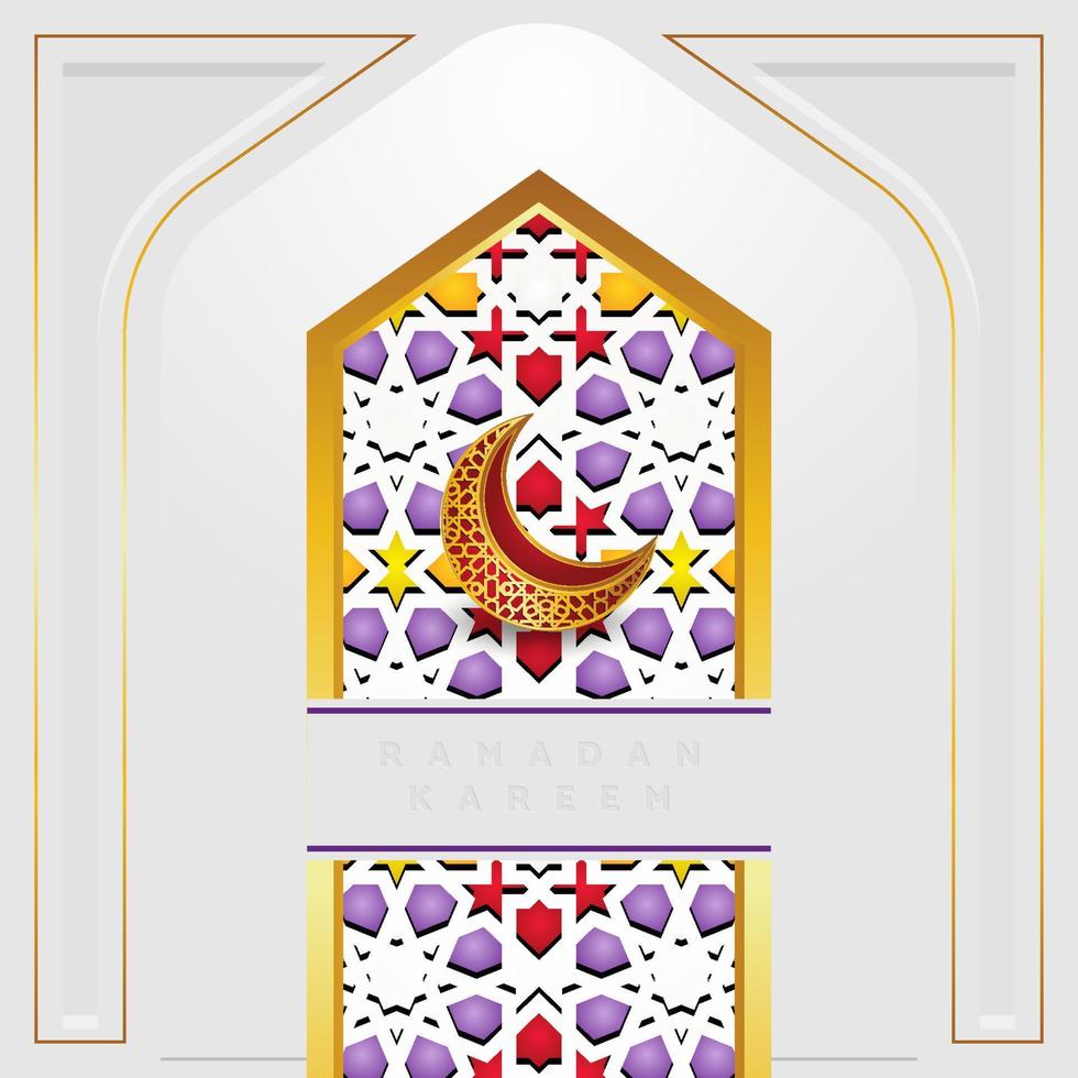 elegante plantilla de fondo ramadan kareem con mosaico colorido ornamental vector