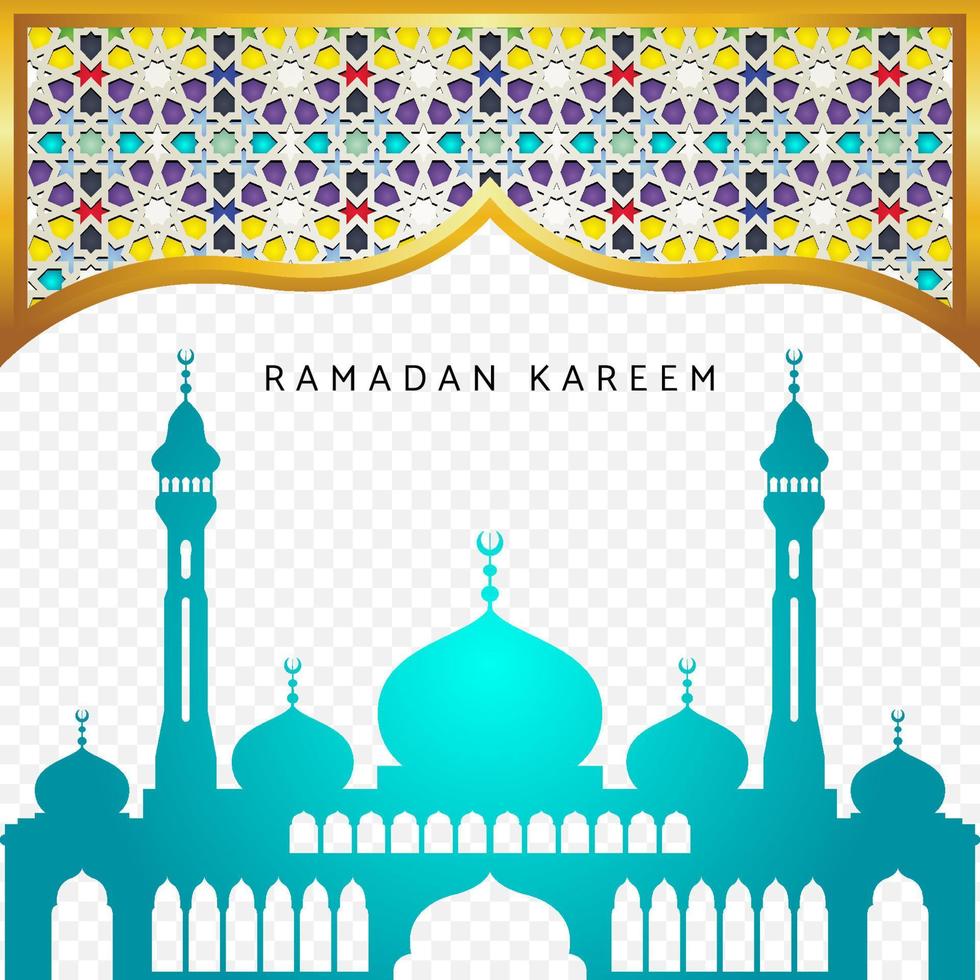 Ramadan kareem background with Islamic mosaic and mosque vector