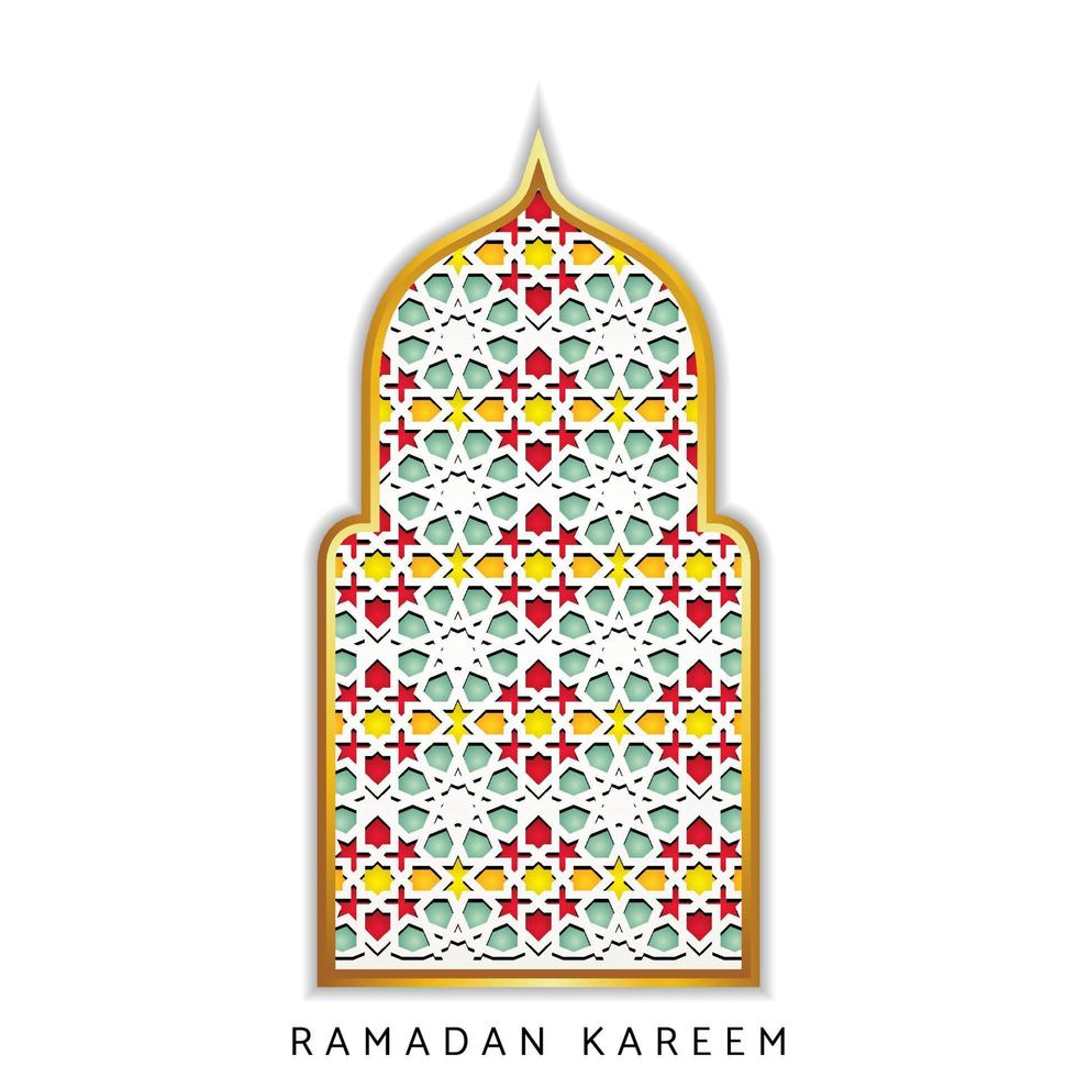 Ramadan kareem background with Islamic mosaic and islamic window vector