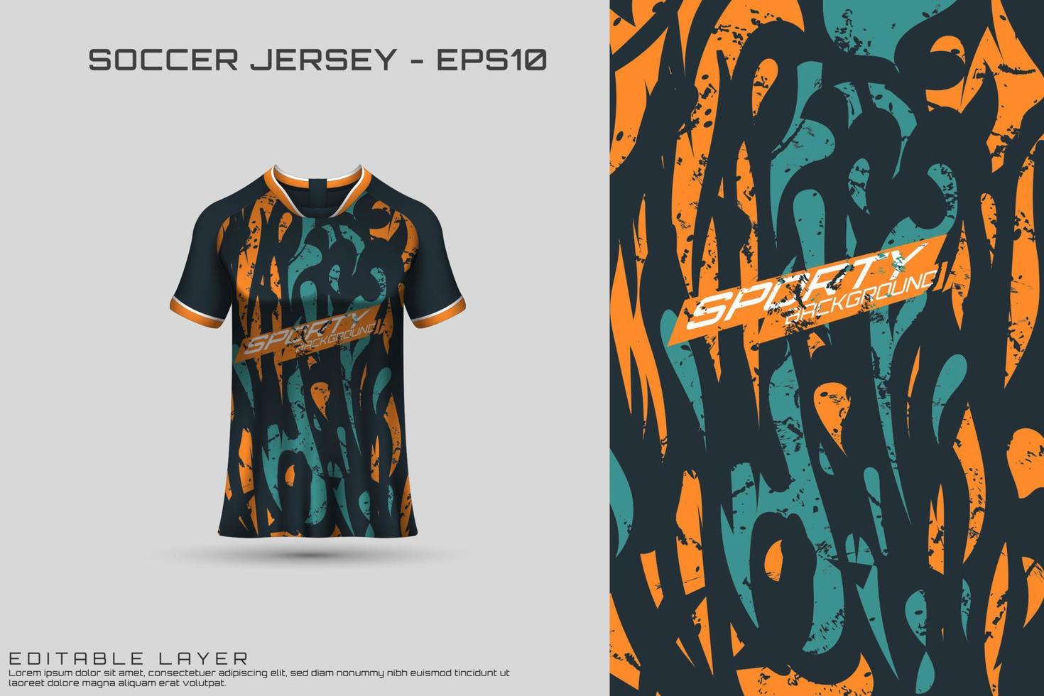 Soccer jersey and t-shirt mockup vector design template