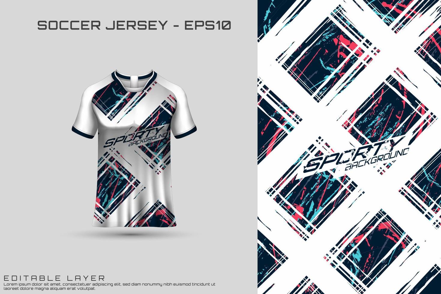 Soccer jersey and t-shirt mockup vector design template