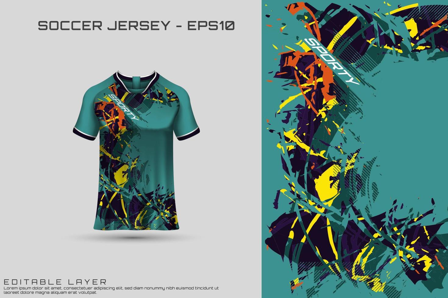 Soccer jersey and t-shirt mockup vector design template