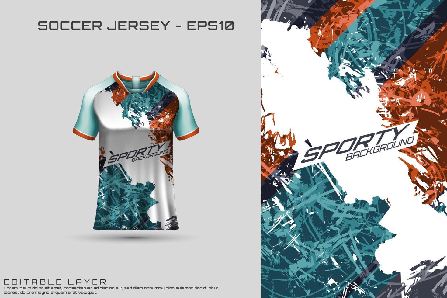 Soccer jersey and t-shirt mockup vector design template