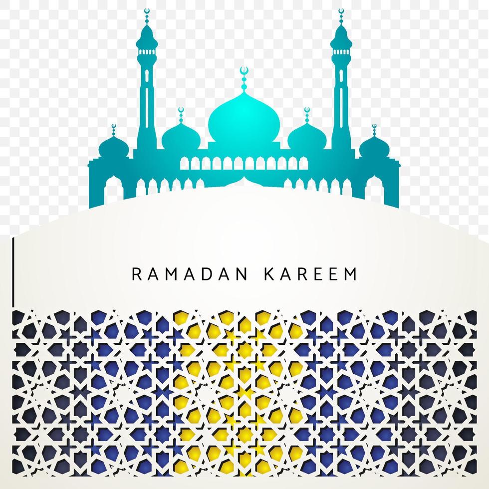 elegante diseño de puerta de mezquita. fondo de ramadán kareem con mosaico islámico y vector de mezquita. adecuado para diseños de saludos festivos islámicos