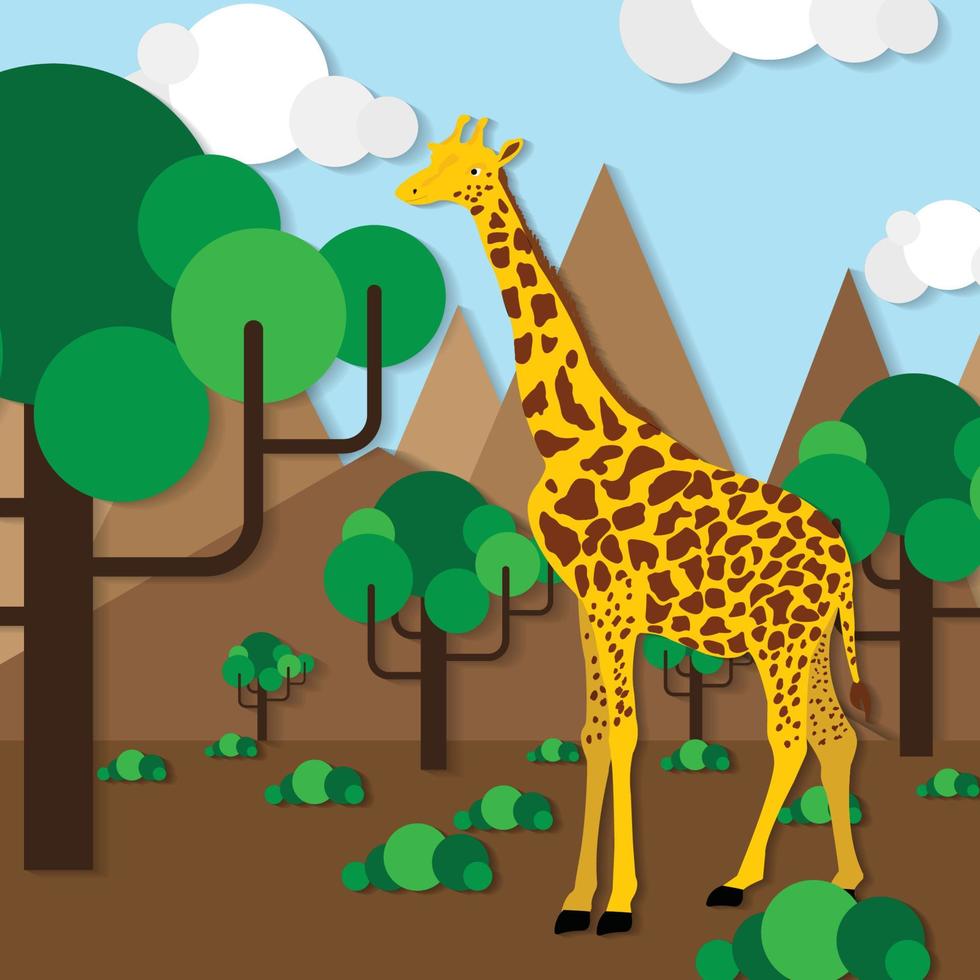 Cute Giraffe with jungle in background vector
