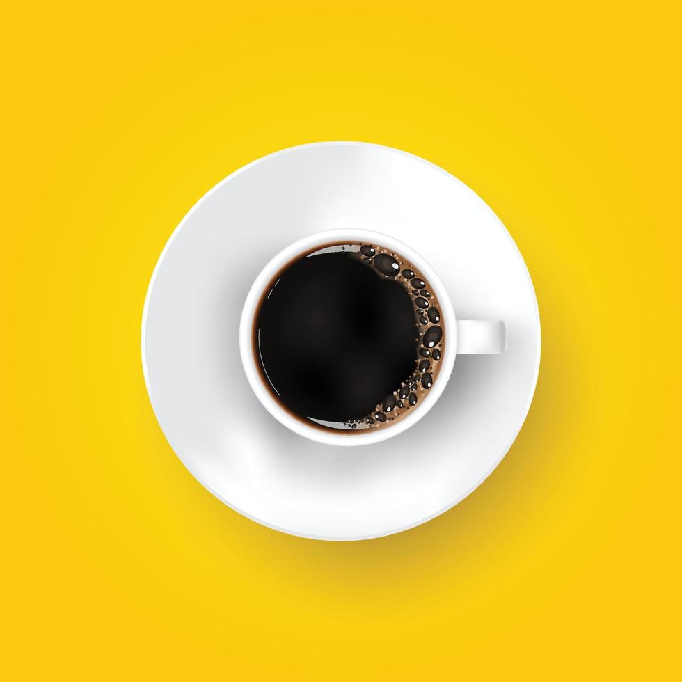 Realistic tea cup with shadow on Yellow background vector