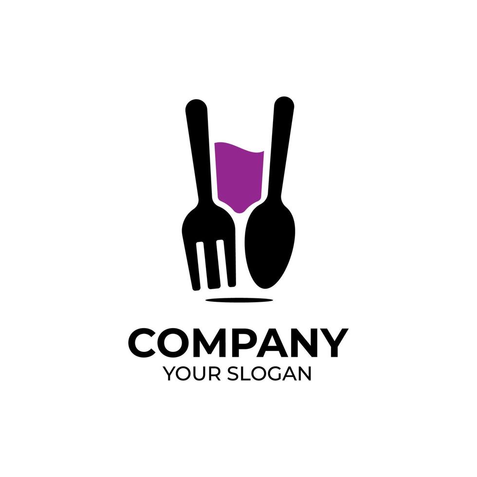 diseño de logotipo de tenedor y cuchara de copa de vino vector