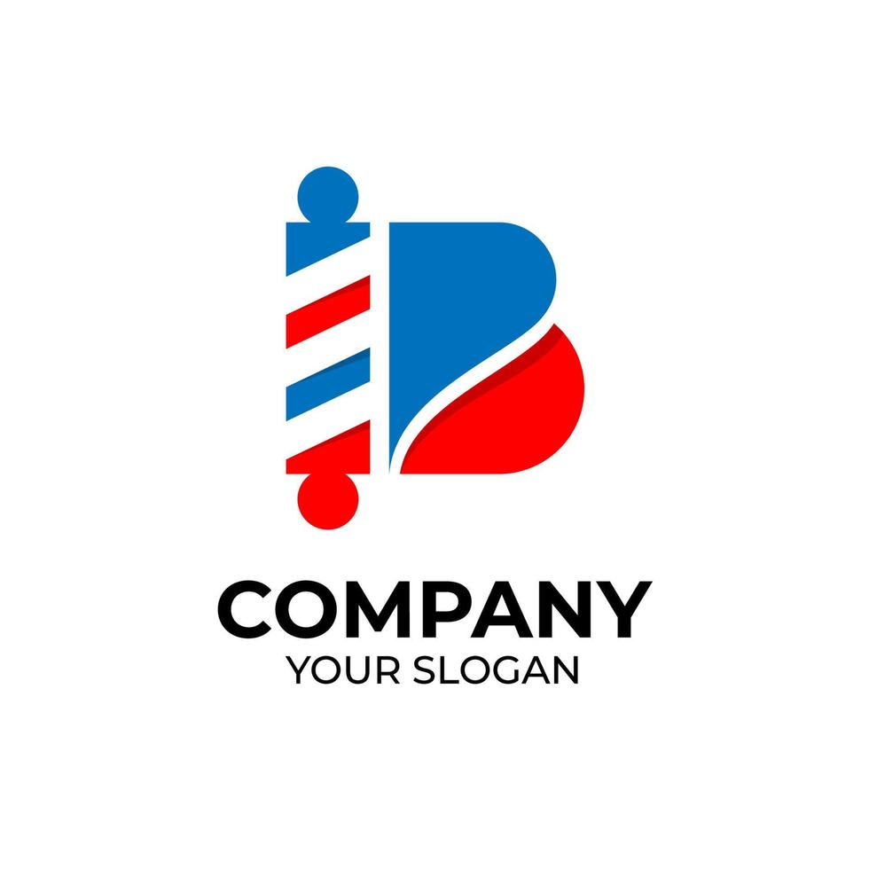 Initial B barbershop logo design vector