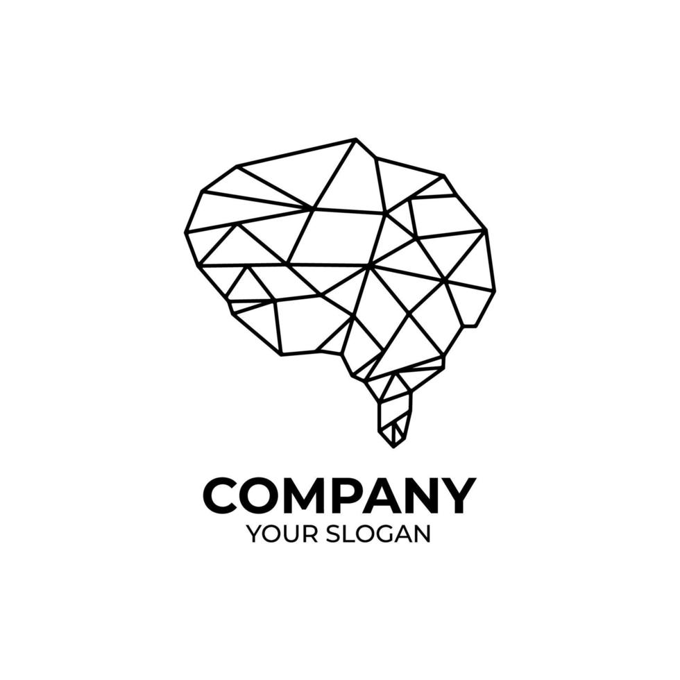 Brain line logo design vector