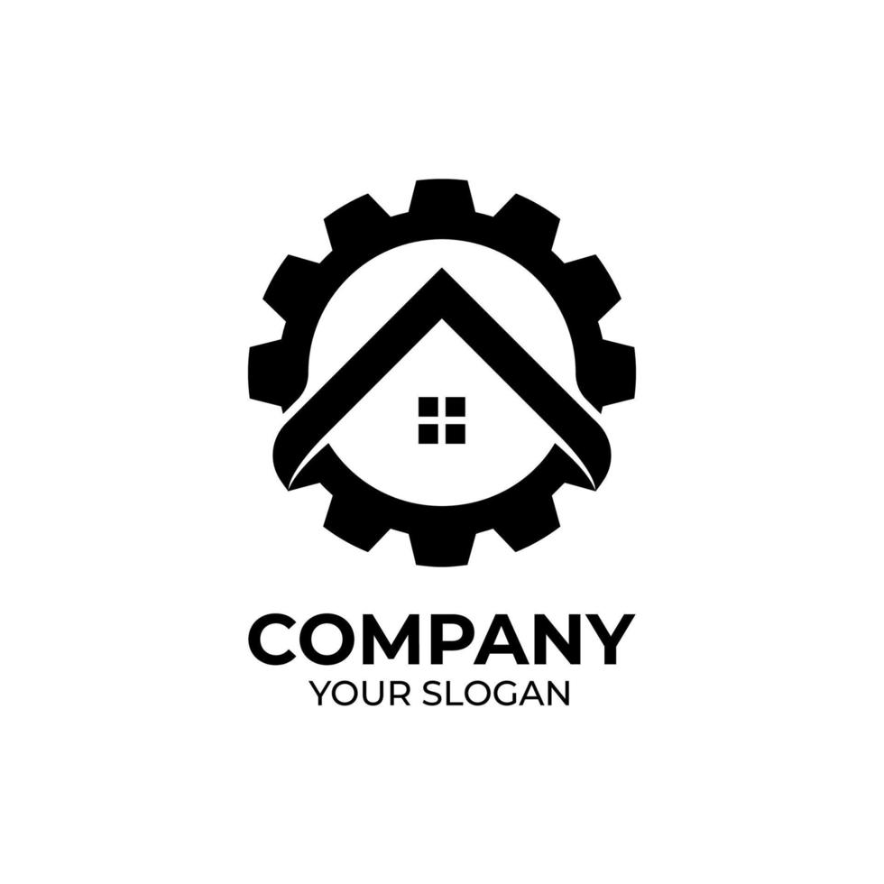 Gear home logo design vector