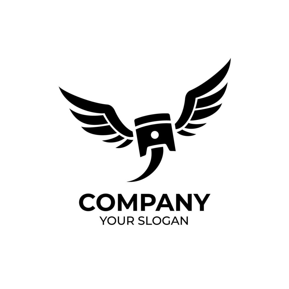 Piston wings logo design vector